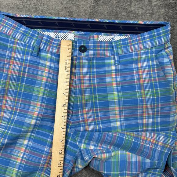 Tommy Bahama Men's Campanula Performance Shorts Blue Plaid 32 Outdoor Golf - Picture 10 of 11